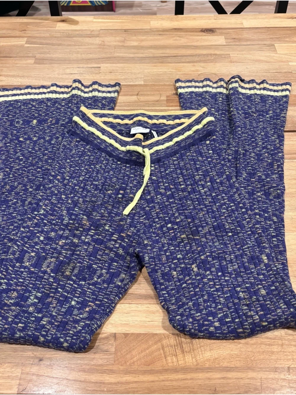 Urban Outfitters Out From Under purple + Yellow Ribbed Knit Set Zip Top & Pants.